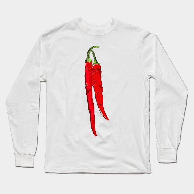 Chili Pepper Long Sleeve T-Shirt by MojoCoffeeTime